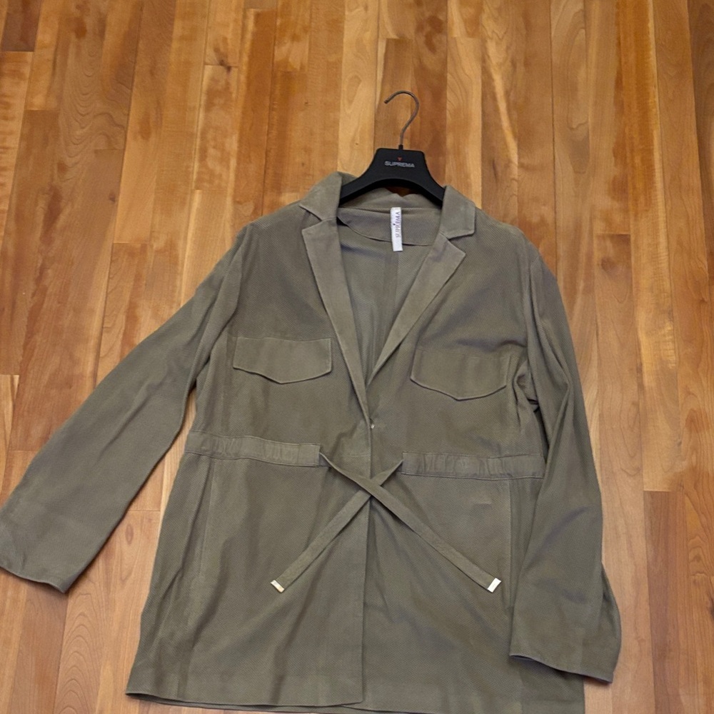 Suprema Olive Leather Coat